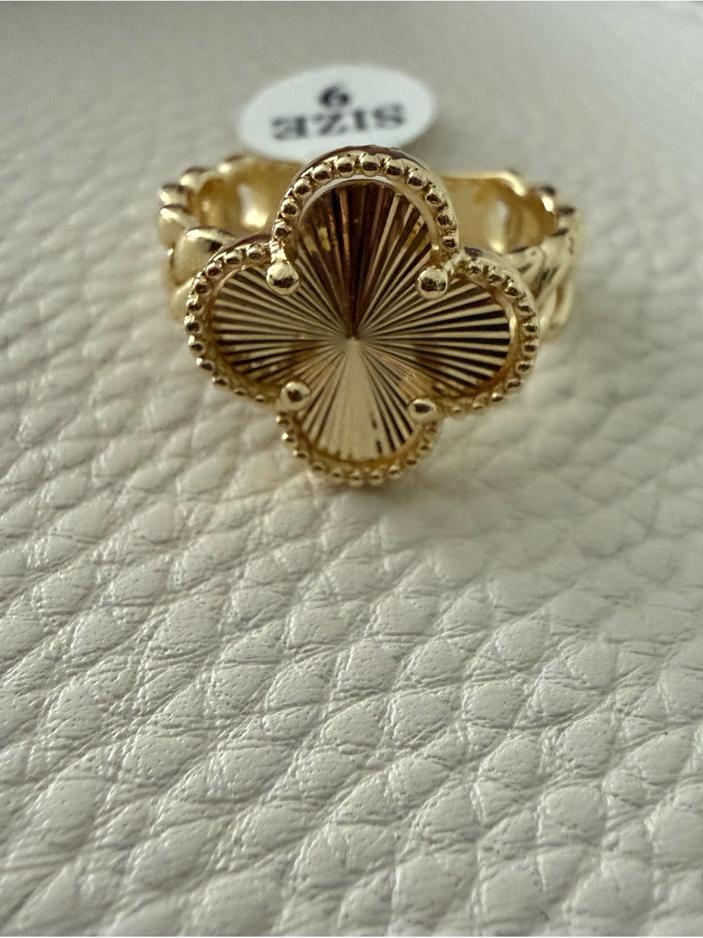 14K Gold-Filled Clover Ring with Cuban Link Band - size 9 *NWT